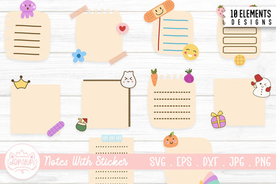 Cute Notes With Sticker Clipart Bundle SVG dapiyupi store 