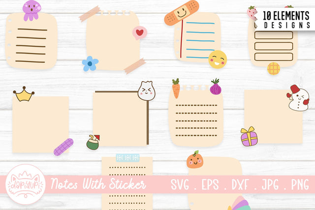 Cute Notes With Sticker Clipart Bundle SVG dapiyupi store 