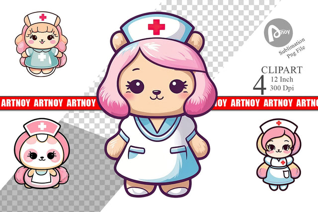 Cute Nurse Clipart Sublimation artnoy 