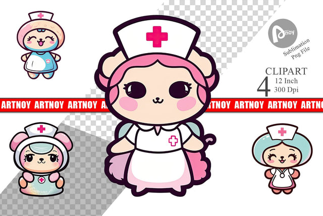 Cute Nurse Clipart Sublimation artnoy 