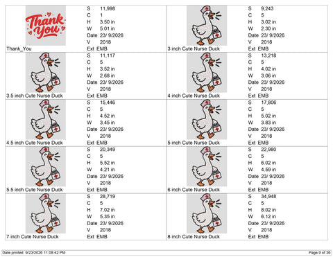 Cute Nurse Duck Embroidery Design – Funny Medical Goose Nurse Machine Embroidery File Embroidery/Applique DESIGNS PatternFeed8 