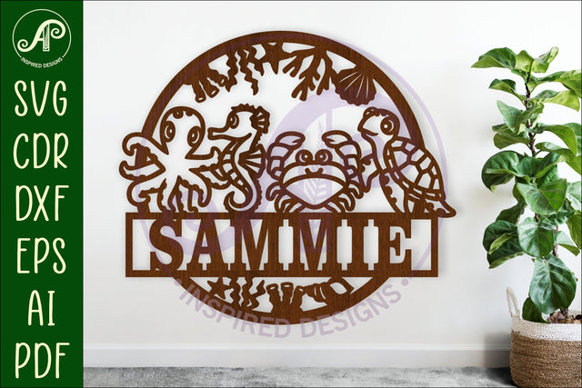 Cute ocean animals name wall art sign, SVG file SVG APInspireddesigns 