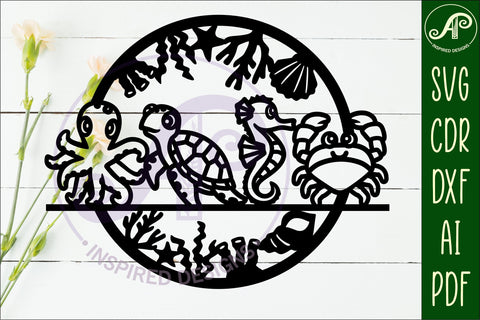 Cute ocean animals wall art sign, SVG file. vector SVG APInspireddesigns 