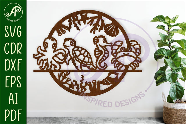 Cute ocean animals wall art sign, SVG file. vector SVG APInspireddesigns 