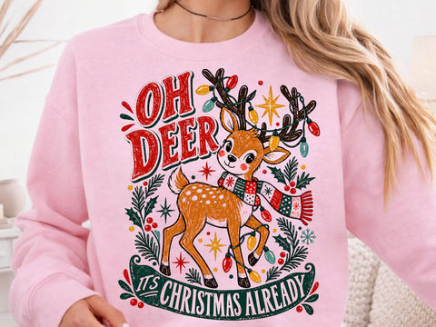 Cute Oh Deer Christmas Grunge PNG Design SVG DesignDestine 