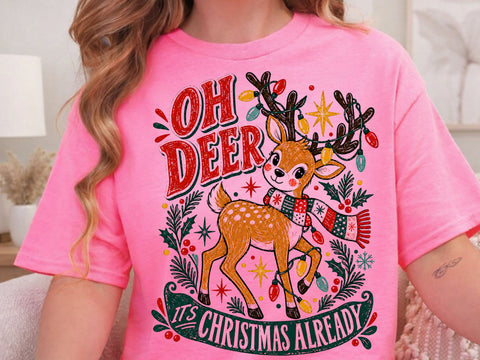 Cute Oh Deer Christmas Grunge PNG Design SVG DesignDestine 