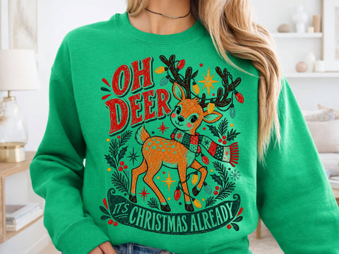 Cute Oh Deer Christmas Grunge PNG Design SVG DesignDestine 