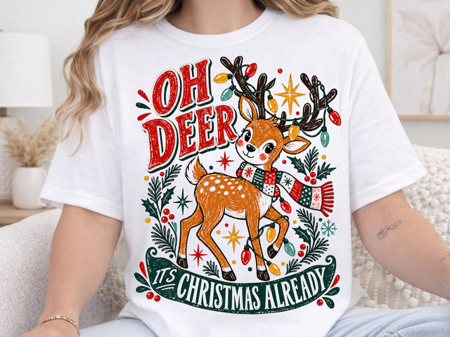 Cute Oh Deer Christmas Grunge PNG Design SVG DesignDestine 