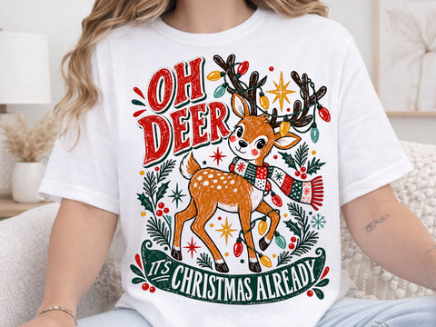Cute Oh Deer Christmas Grunge PNG Design SVG DesignDestine 