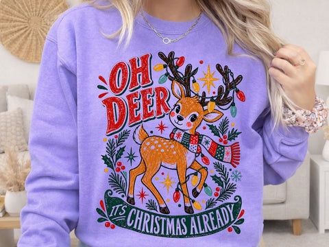 Cute Oh Deer Christmas Grunge PNG Design SVG DesignDestine 