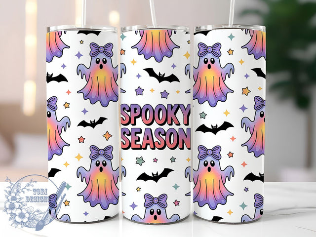 Cute Ombre Ghost Spooky Tumbler, Ombre Ghost Cup, Purple Ghost Wrap, 20Oz Sublimation Design, Cute Ghosts with Bows Mug, Halloween Ombre Drinkware, Adorable Spooky Tumbler Sublimation ToriDesigns 