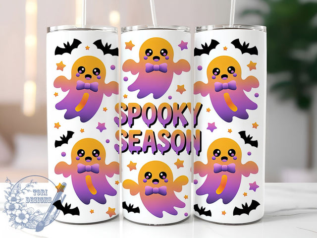 Cute Ombre Ghost Spooky Tumbler, Ombre Ghost Cup, Purple Ghost Wrap, 20Oz Sublimation Design, Cute Ghosts with Bows Mug, Halloween Ombre Drinkware, Adorable Spooky Tumbler Sublimation ToriDesigns 