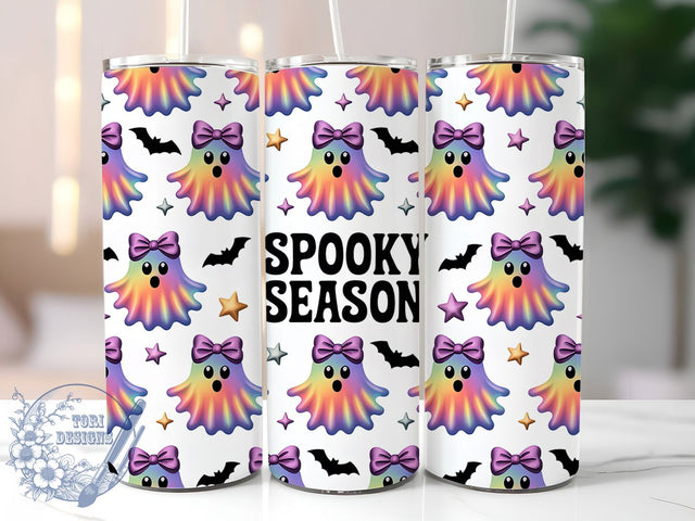 Cute Ombre Ghost Spooky Tumbler, Ombre Ghost Cup, Purple Ghost Wrap, 20Oz Sublimation Design, Cute Ghosts with Bows Mug, Halloween Ombre Drinkware, Adorable Spooky Tumbler Sublimation ToriDesigns 