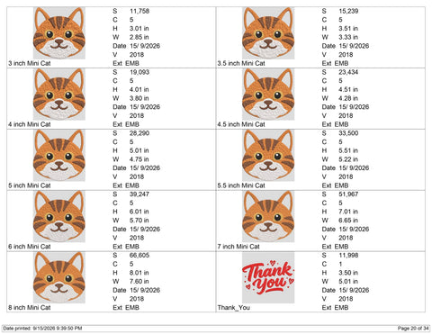 Cute Orange Tabby Cat Face Embroidery Design – Kitty Animal Machine Embroidery File Embroidery/Applique DESIGNS PatternFeed8 
