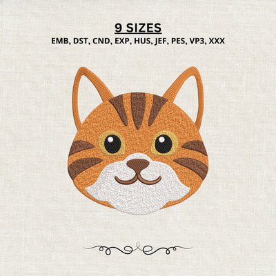 Cute Orange Tabby Cat Face Embroidery Design – Kitty Animal Machine Embroidery File Embroidery/Applique DESIGNS PatternFeed8 