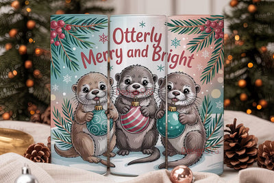 Cute Otter Christmas 20oz Tumbler Wrap Sublimation DesignSVG 