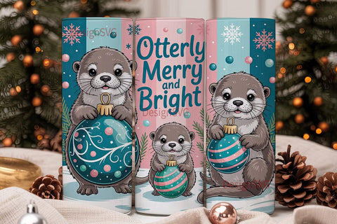 Cute Otter Christmas 20oz Tumbler Wrap Sublimation DesignSVG 