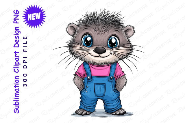 Cute Otter Clipart Adorable Animal Cartoon Character Sublimation Regulrcrative 
