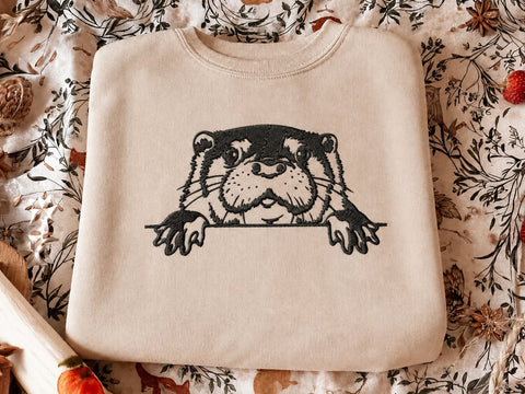 Cute Otter Embroidery, Peeking Otter, peekaboo, face, Animal lover Embroidery, funny shirt Embroidery, mustela, Head Embroidery/Applique DESIGNS DesignDestine 