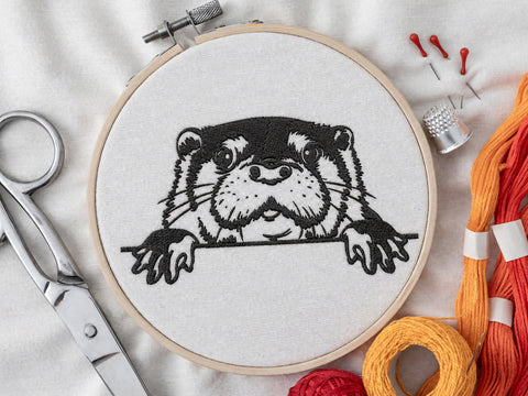 Cute Otter Embroidery, Peeking Otter, peekaboo, face, Animal lover Embroidery, funny shirt Embroidery, mustela, Head Embroidery/Applique DESIGNS DesignDestine 
