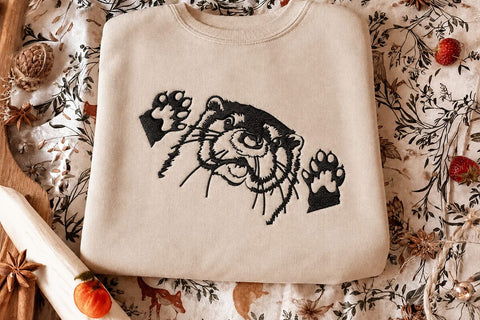 Cute Otter Embroidery, Peeking Otter, peekaboo, face, Animal lover Embroidery, funny shirt Embroidery, mustela, Head Embroidery/Applique DESIGNS DesignDestine 