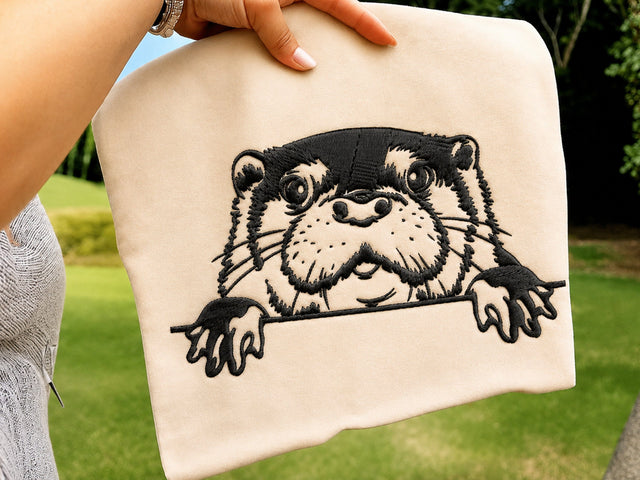 Cute Otter Embroidery, Peeking Otter, peekaboo, face, Animal lover Embroidery, funny shirt Embroidery, mustela, Head Embroidery/Applique DESIGNS DesignDestine 
