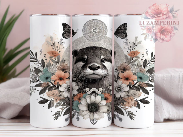 Cute Otter Wildlife 20oz Tumbler, American Wildlife Cup, 20oz Sublimation, Nature Drinkware, Wildlife Lover Gift, Cute Otter Art, Aquatic Animal Tumbler Sublimation Li Zamperini 