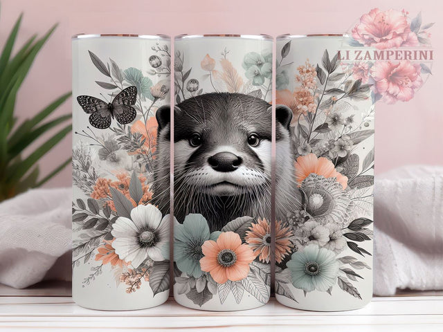 Cute Otter Wildlife 20oz Tumbler, American Wildlife Cup, 20oz Sublimation, Nature Drinkware, Wildlife Lover Gift, Cute Otter Art, Aquatic Animal Tumbler Sublimation Li Zamperini 