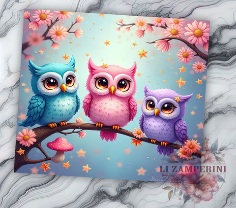 Cute Owl 20oz Glitter Tumbler, Cute Owl Tumbler, Glitter Wrap, 20oz Sublimation, Owl Drinkware, Custom Glitter Mug, Kids Tumbler, Personalized Owl Cup Sublimation Li Zamperini 