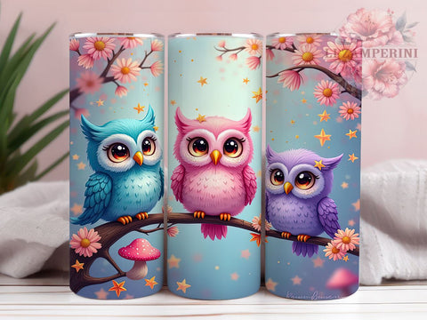 Cute Owl 20oz Glitter Tumbler, Cute Owl Tumbler, Glitter Wrap, 20oz Sublimation, Owl Drinkware, Custom Glitter Mug, Kids Tumbler, Personalized Owl Cup Sublimation Li Zamperini 