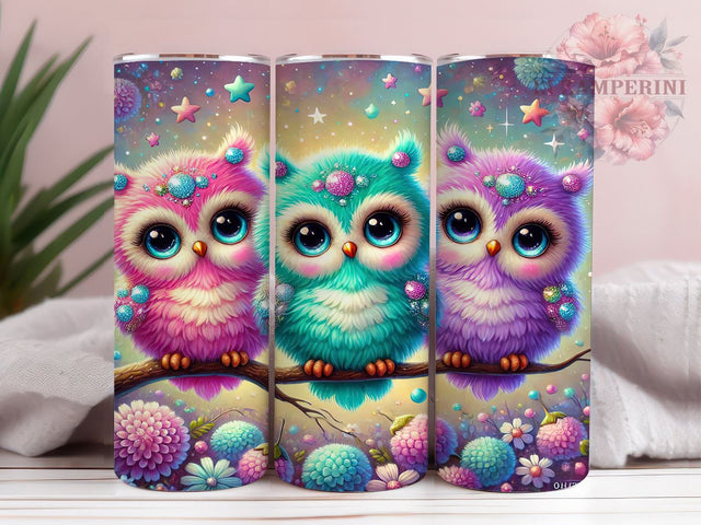 Cute Owl 20oz Glitter Tumbler, Cute Owl Tumbler, Glitter Wrap, 20oz Sublimation, Owl Drinkware, Custom Glitter Mug, Kids Tumbler, Personalized Owl Cup Sublimation Li Zamperini 