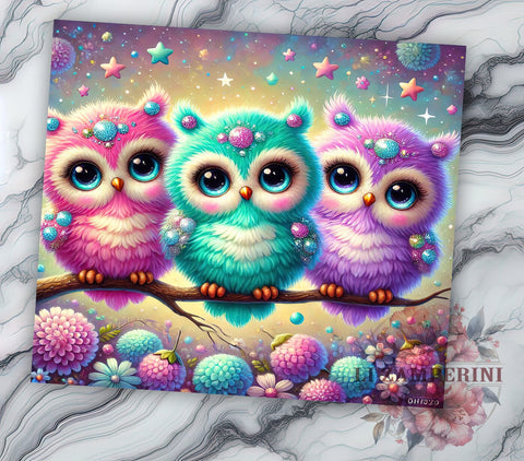 Cute Owl 20oz Glitter Tumbler, Cute Owl Tumbler, Glitter Wrap, 20oz Sublimation, Owl Drinkware, Custom Glitter Mug, Kids Tumbler, Personalized Owl Cup Sublimation Li Zamperini 