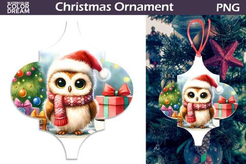 Cute Owl Arabesque Ornament | Arabesque Christmas Ornament Sublimation WatercolorColorDream 