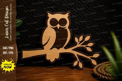 Cute Owl Branch Laser Cut Svg Design SVG Regulrcrative 