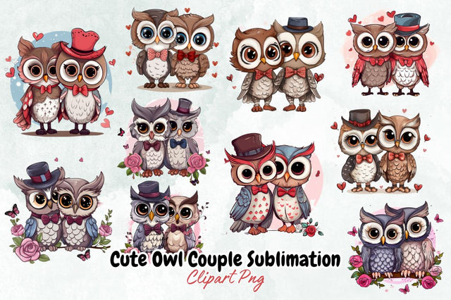 Cute Owl Couple Sublimation Clipart Bundle Sublimation Designangry 