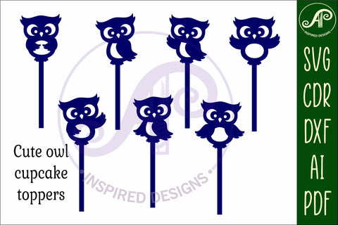 Cute owl cupcake topper SVG laser SVG APInspireddesigns 