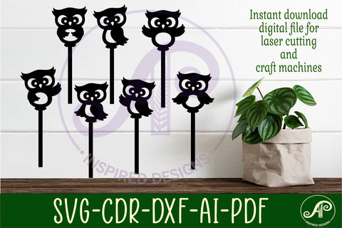 Cute owl cupcake topper SVG laser SVG APInspireddesigns 