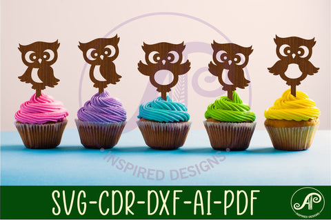 Cute owl cupcake topper SVG laser SVG APInspireddesigns 