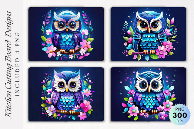 Cute Owl Cutting Board PNG Design Sublimation Regulrcrative 