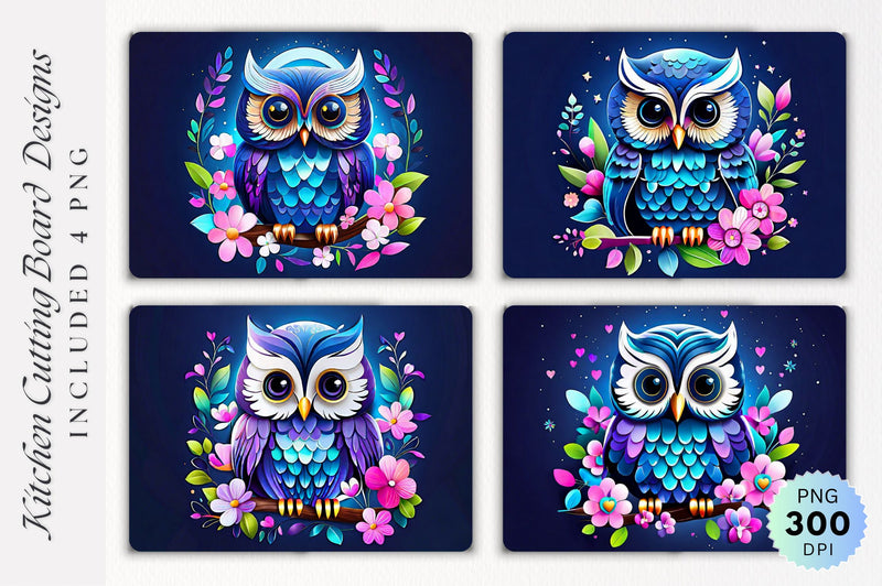 Cute Owl Cutting Board PNG Design Sublimation Regulrcrative 