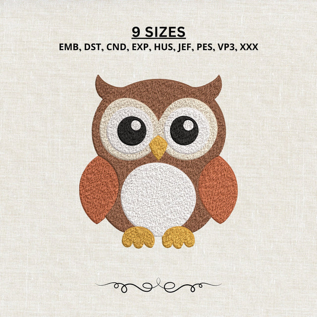 Cute Owl Embroidery Design – Woodland Animal Baby Owl Machine Embroidery File Embroidery/Applique DESIGNS PatternFeed8 