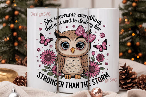 Cute Owl Inspirational Tumbler Wrap Sublimation DesignSVG 