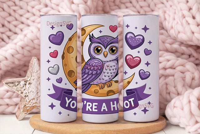 Cute Owl Moon 20oz Tumbler Wrap Sublimation DesignSVG 