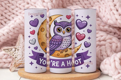Cute Owl Moon 20oz Tumbler Wrap Sublimation DesignSVG 