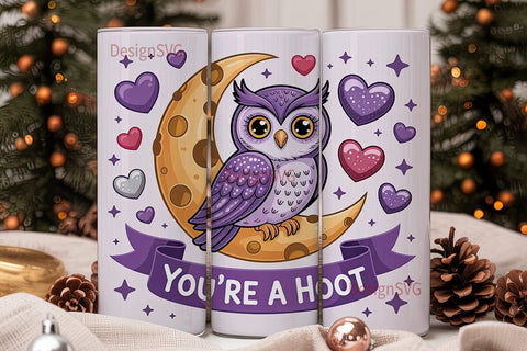 Cute Owl Moon 20oz Tumbler Wrap Sublimation DesignSVG 