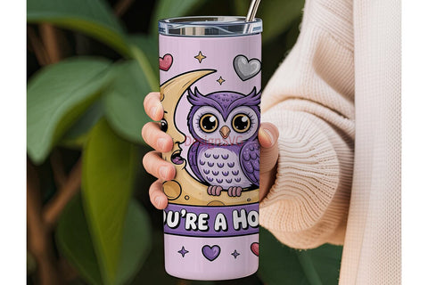 Cute Owl Moon 20oz Tumbler Wrap Sublimation DesignSVG 