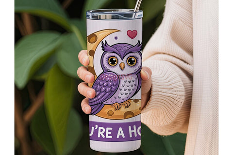 Cute Owl Moon 20oz Tumbler Wrap Sublimation DesignSVG 