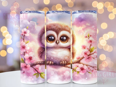 Cute Owl on Branch 20oz Tumbler Wrap Sublimation Design, Straight Tapered Tumbler Wrap, Owl Tumbler Png, Instant Digital Download Sublimation SvggirlplusArt 