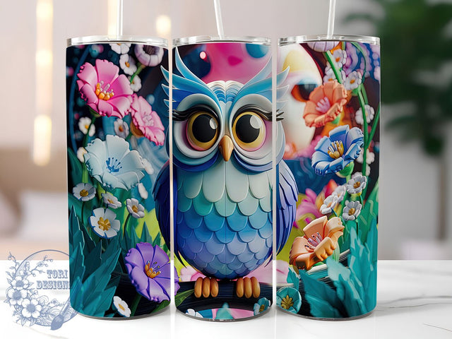 Cute Owl Pastel 3D 20oz Tumbler, Pastel Tumbler, 3D Tumbler, Animal Lover Tumbler, Bird Tumbler, Cute Owl Tumbler, 20oz Sublimation Wrap Sublimation ToriDesigns 
