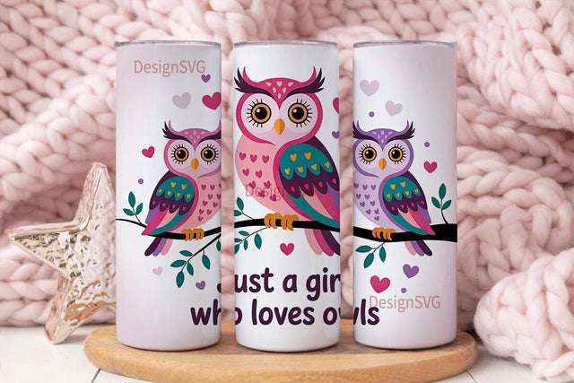 Cute Owl Tumbler Wrap 20oz Sublimation DesignSVG 